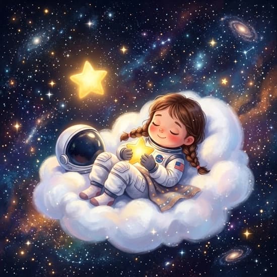 Ilustração da história: O Pequeno Astronauta e a Estrela Guia